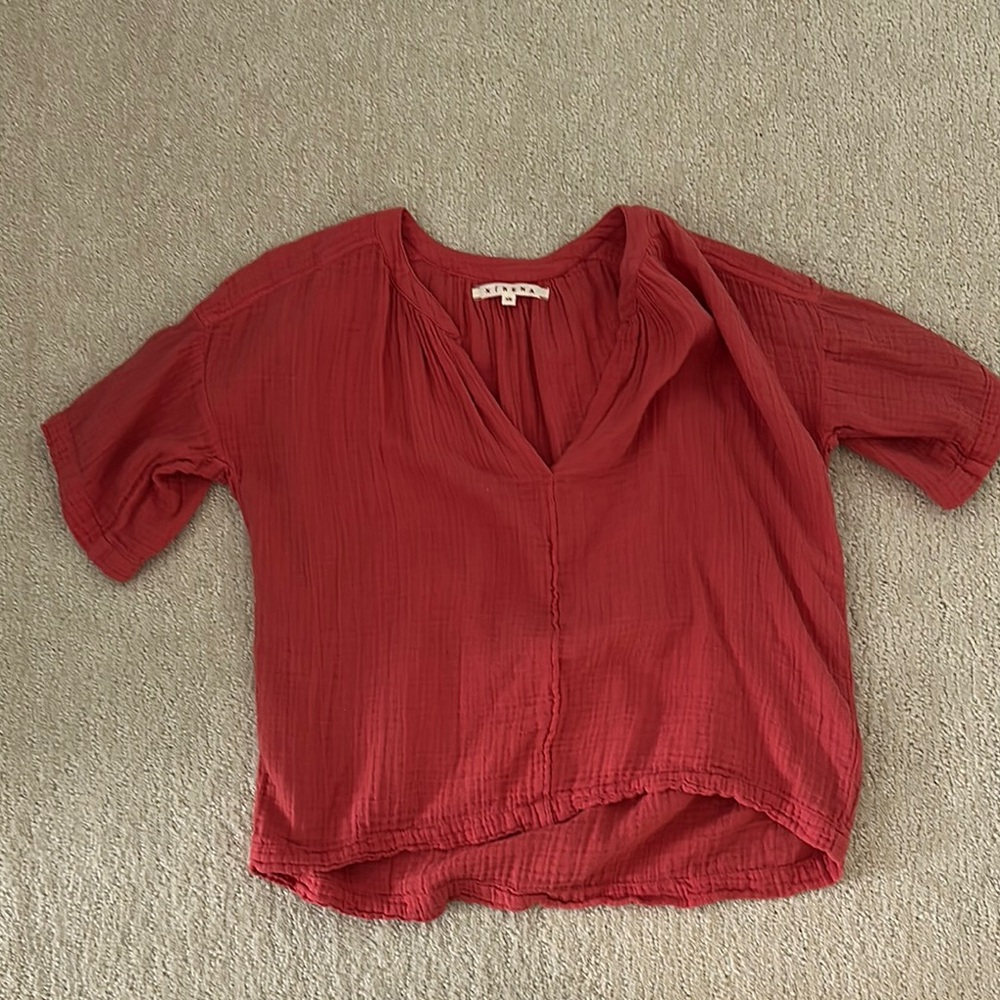 Women's Red V-Neck Top